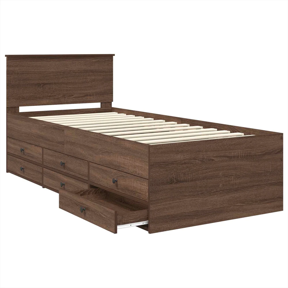 Dienos lova Rudas ąžuolas ir juoda 75 x 190 cm Apdirbta mediena