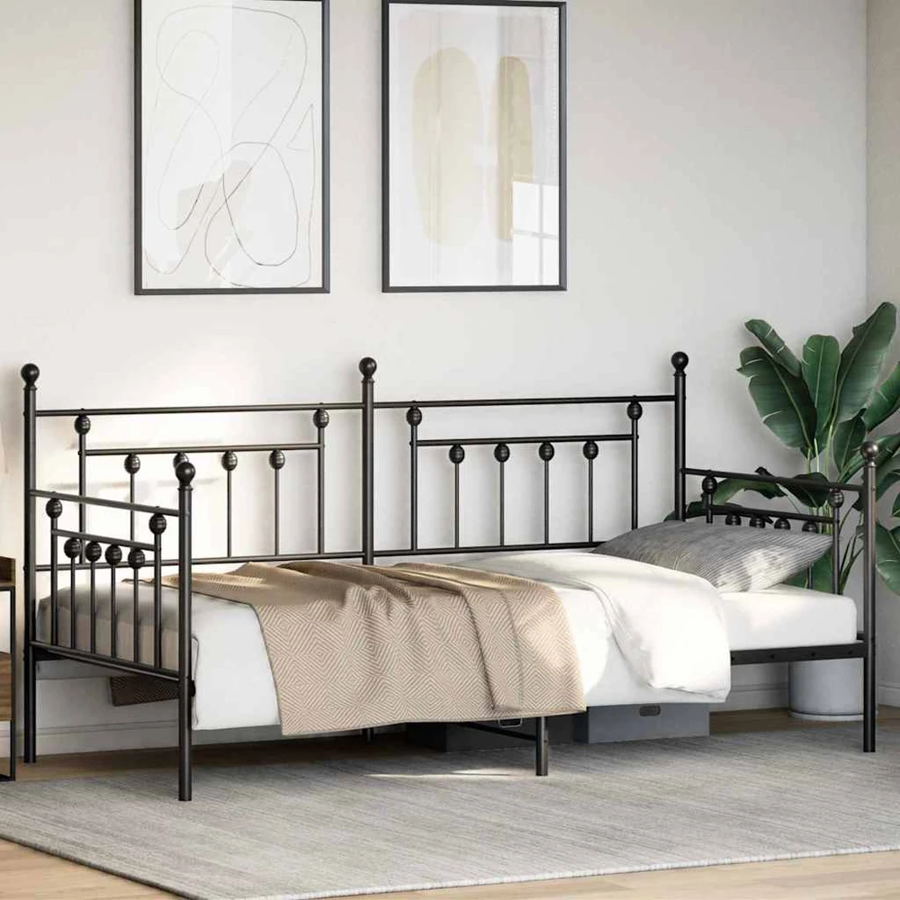 Lova Dienos lovos rėmas Juoda 107 x 203 cm Plienas
