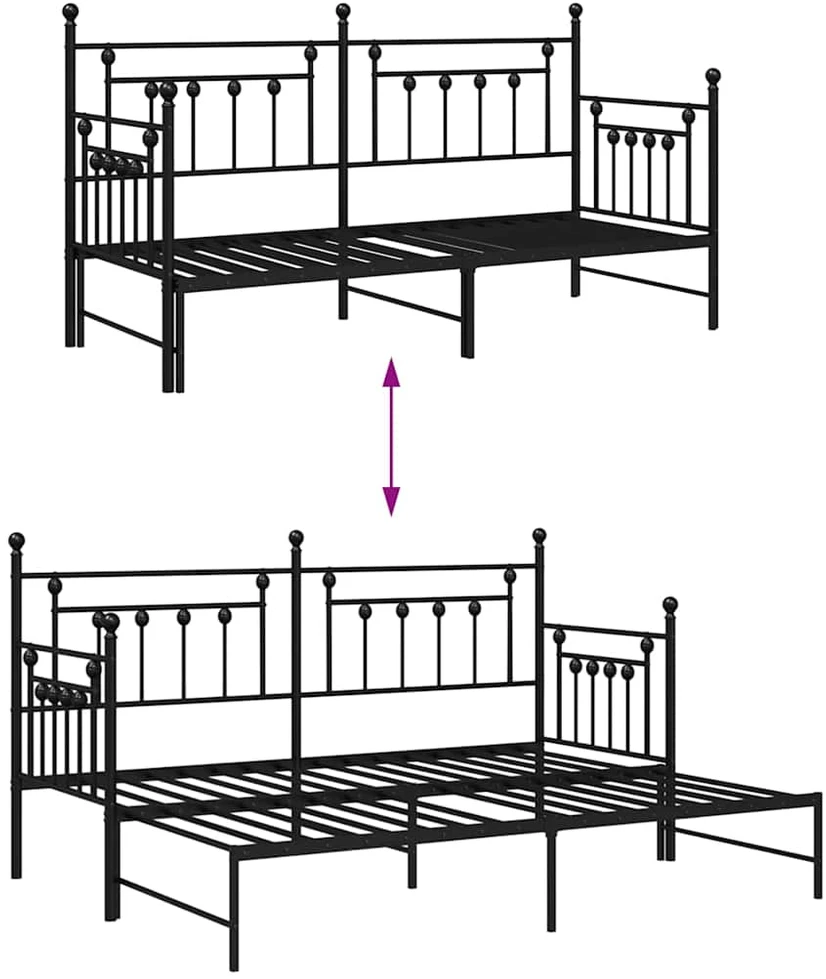 Lova Dienos lovos rėmas Juoda 75 x 190 cm Plienas