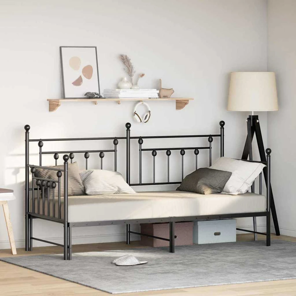 Lova Dienos lovos rėmas Juoda 75 x 190 cm Plienas