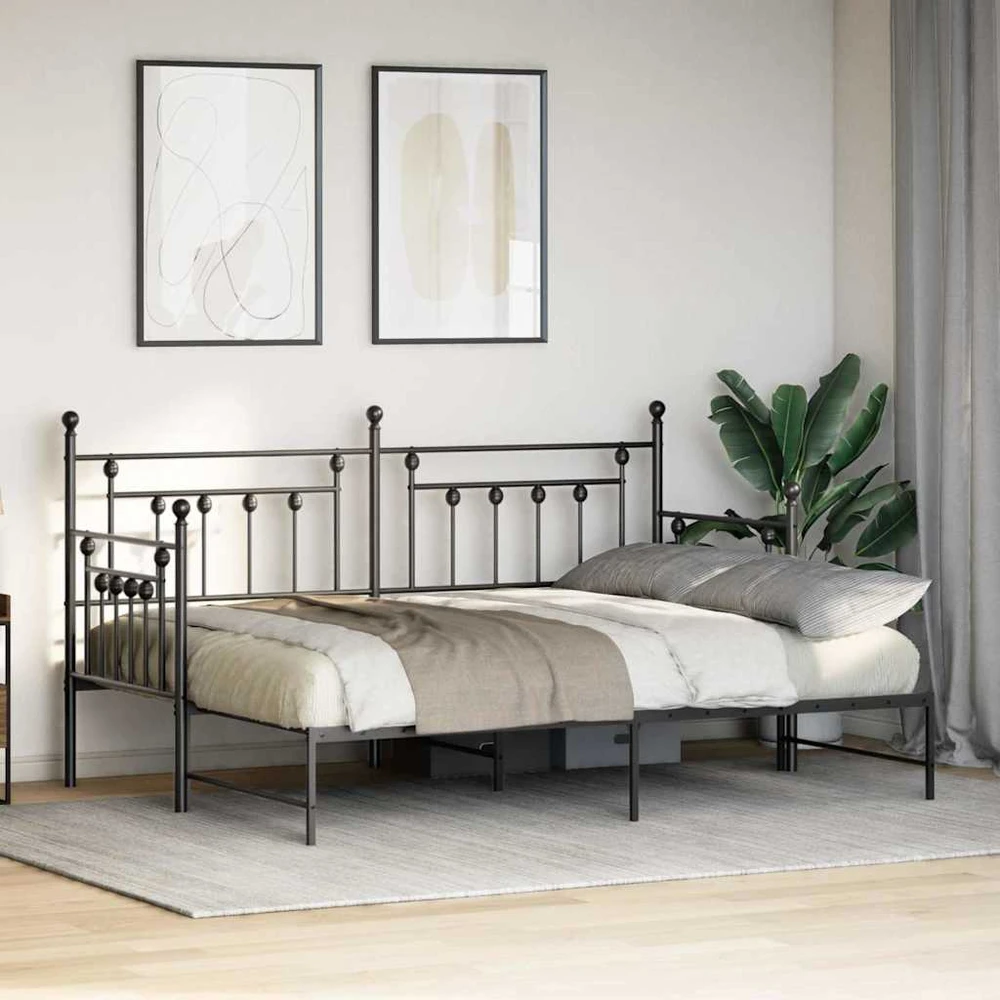 Lova Dienos lovos rėmas Juoda 75 x 190 cm Plienas