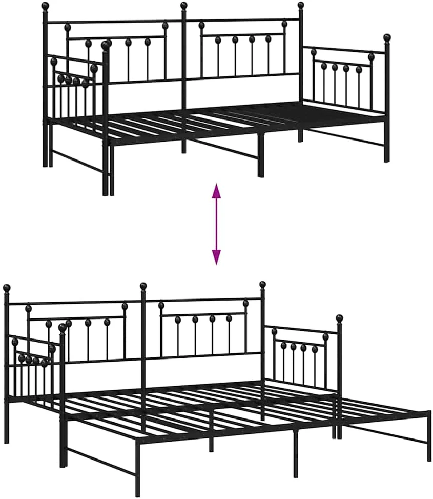 Dienos lovos rėmas Juoda 90 x 200 cm Plienas