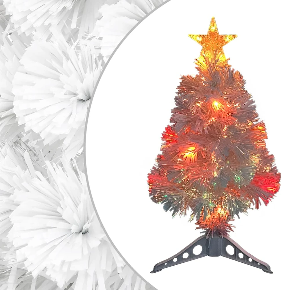 Dirbtinė apšviesta Kalėdų eglutė, balta, 64cm, optinis pluoštas