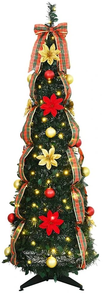 Dirbtinė Kalėdų eglutė su 100 LED s stovu Žalia 155 cm PVC