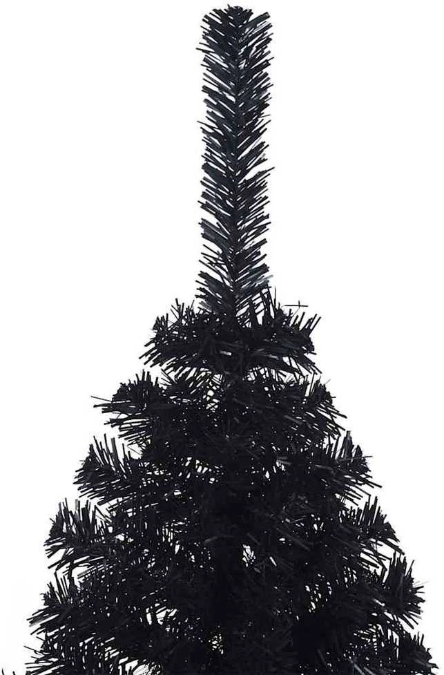 Dirbtinė pusinė Kalėdų eglutė su stovu, juoda, 150cm, PVC