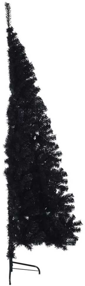 Dirbtinė pusinė Kalėdų eglutė su stovu, juoda, 210cm, PVC
