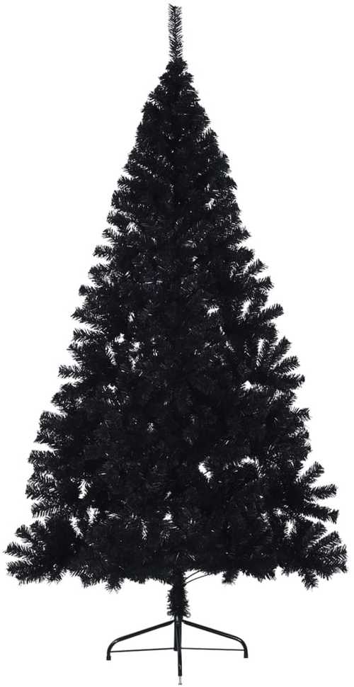 Dirbtinė pusinė Kalėdų eglutė su stovu, juoda, 210cm, PVC