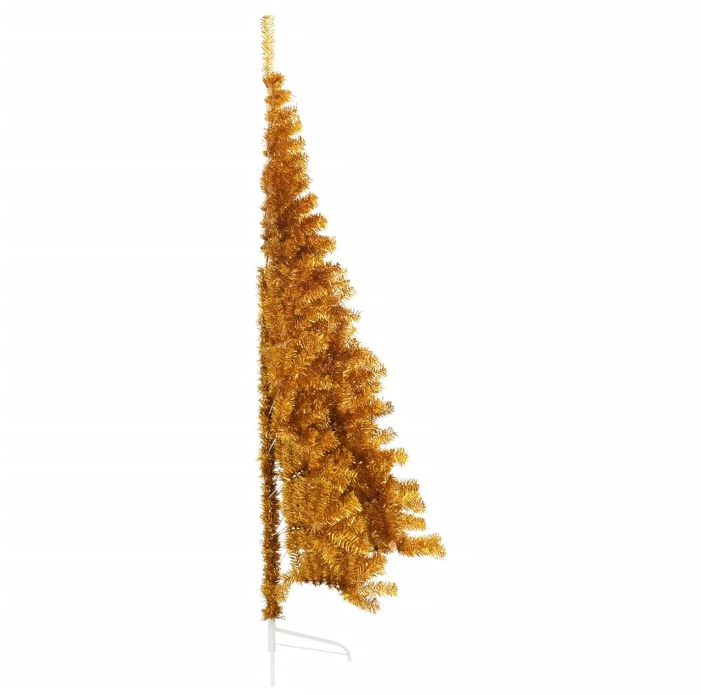 Dirbtinė pusinė Kalėdų eglutė su stovu, auksinė, 240cm, PET