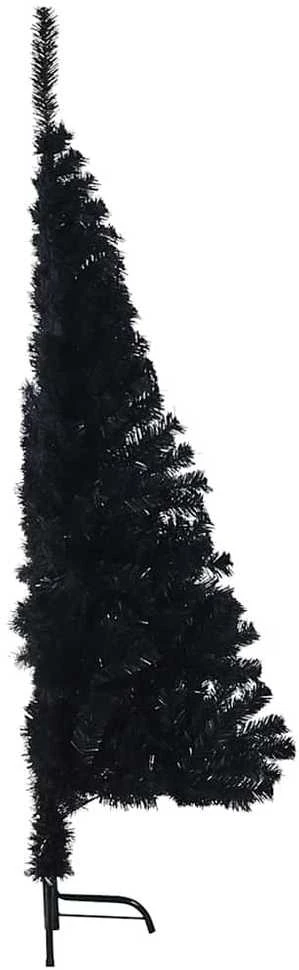 Dirbtinė pusinė Kalėdų eglutė su stovu, juoda, 150cm, PVC
