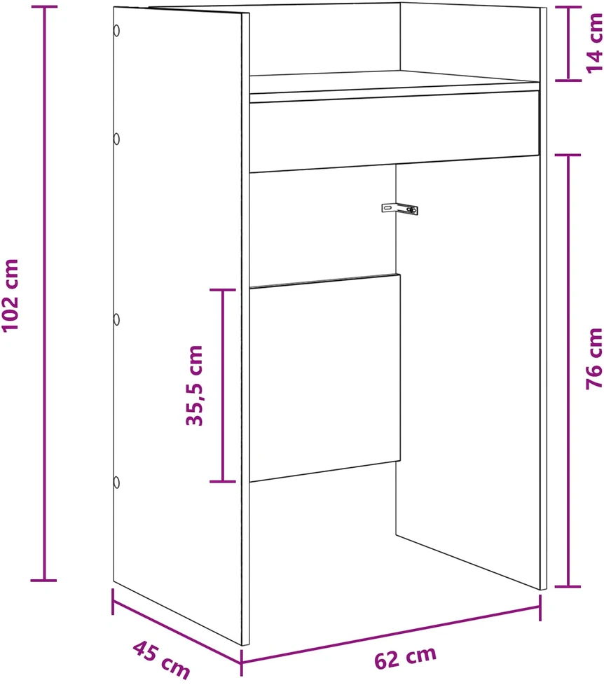DJ stalas Balta 62 x 45 x 102 cm Apdirbta mediena