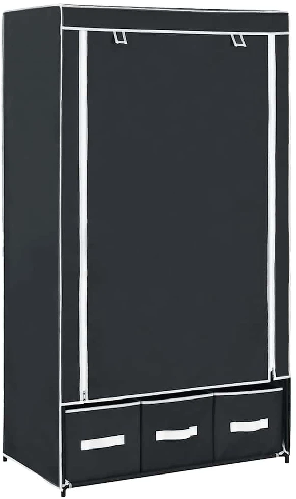 Drabužių spinta, juoda, 87x49x159cm, audinys