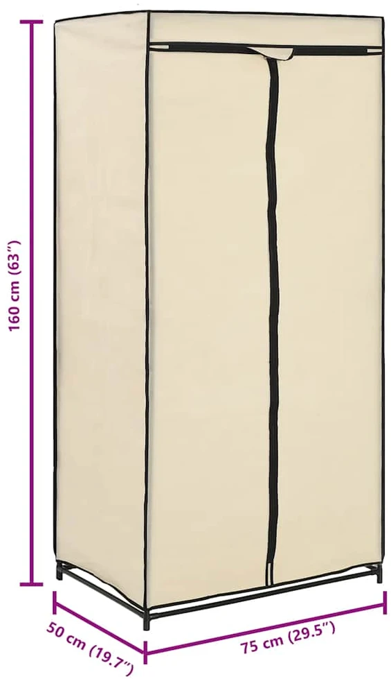 Drabužių spinta, kreminė, 75x50x160cm