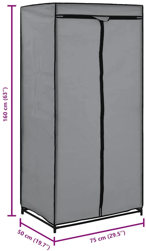Drabužių spintos, 2vnt., pilkos, 75x50x160cm