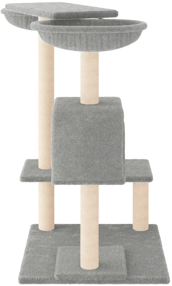 Draskyklė katėms su draskymo stovais, šviesiai pilka, 82cm