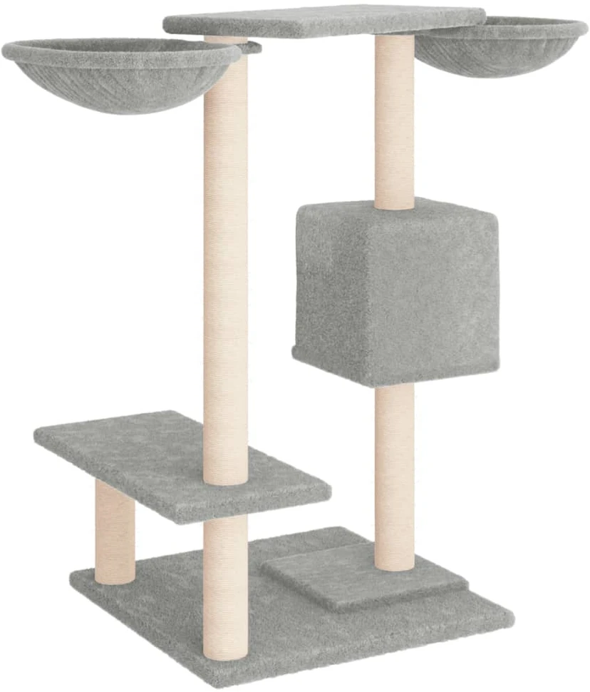 Draskyklė katėms su draskymo stovais, šviesiai pilka, 82cm