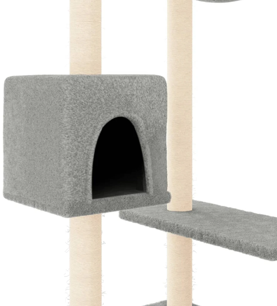 Draskyklė katėms su draskymo stovais, šviesiai pilka, 82cm