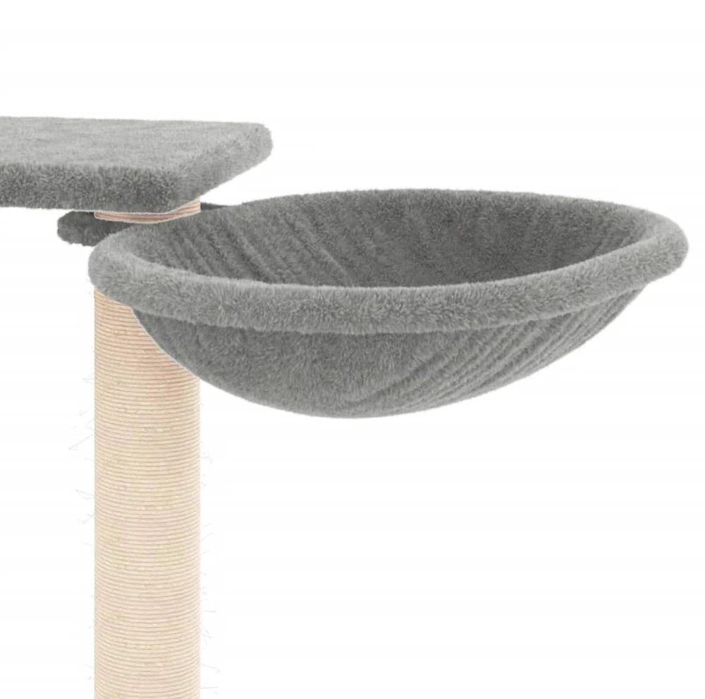 Draskyklė katėms su draskymo stovais, šviesiai pilka, 82cm
