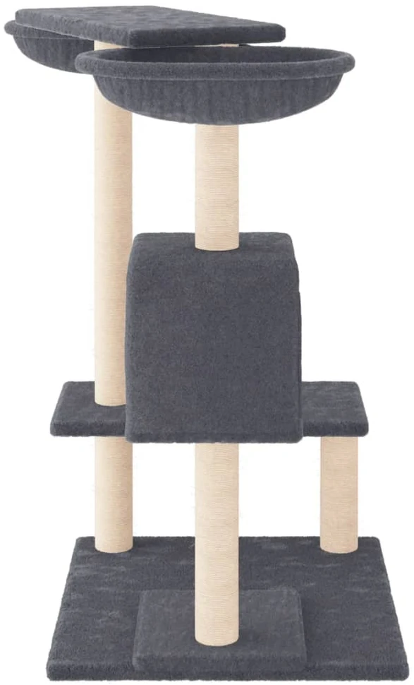 Draskyklė katėms su draskymo stovais, tamsiai pilka, 82cm