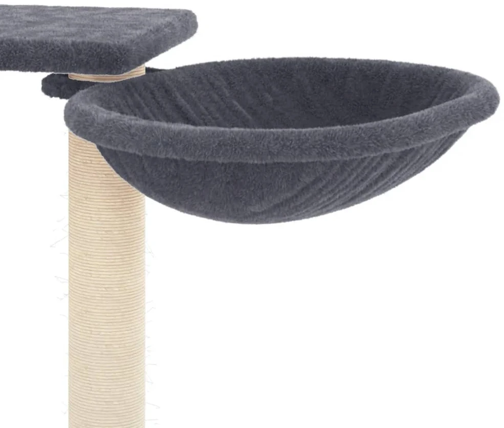 Draskyklė katėms su draskymo stovais, tamsiai pilka, 82cm