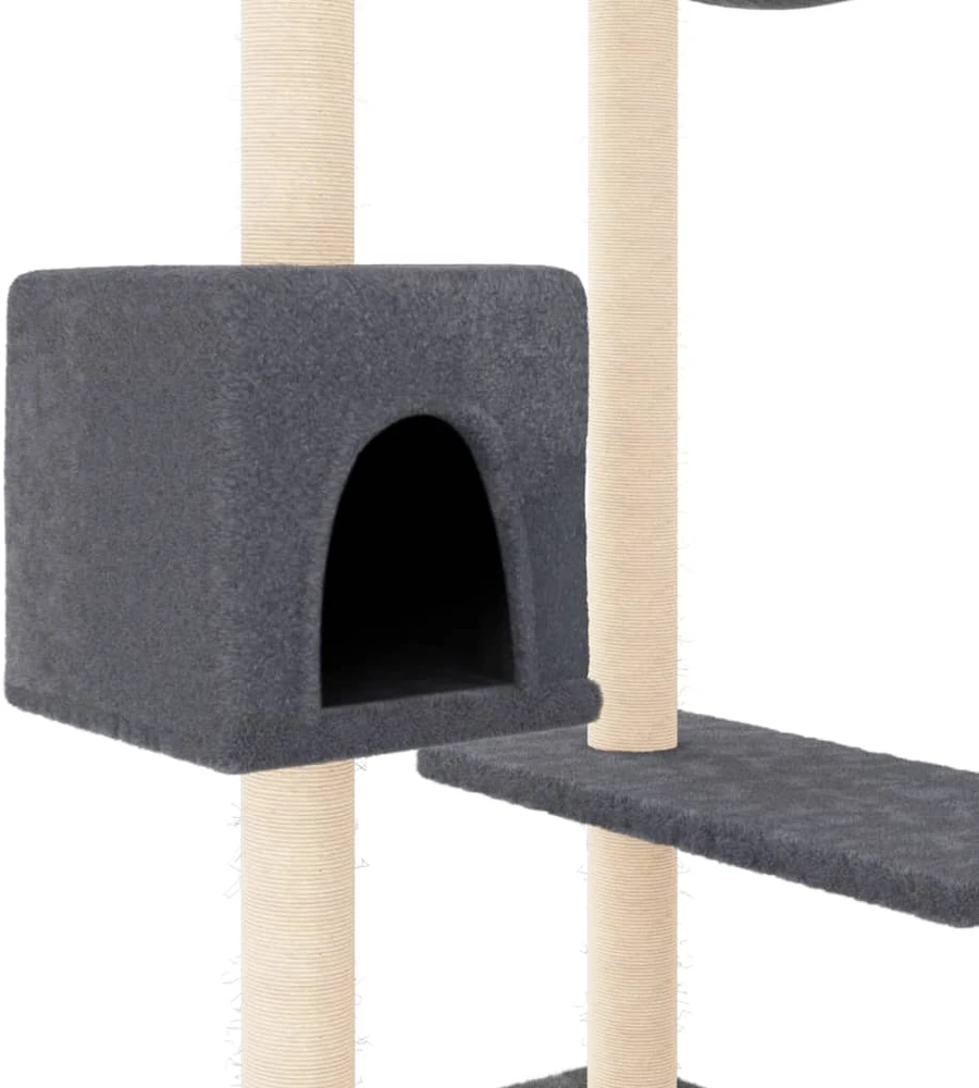 Draskyklė katėms su draskymo stovais, tamsiai pilka, 82cm