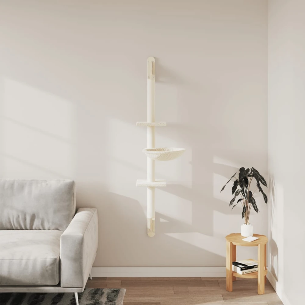 Draskyklė katėms su draskymo stovu, kreminė, 142,5cm