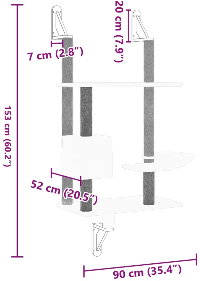Draskyklė katėms su draskymo stovu, kreminė, 153cm