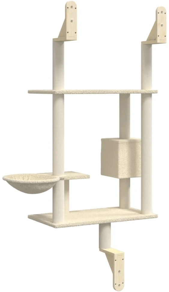 Draskyklė katėms su draskymo stovu, kreminė, 153cm