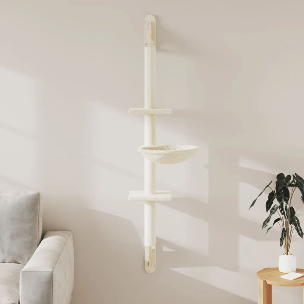 Draskyklė katėms su draskymo stovu, kreminė, 142,5cm