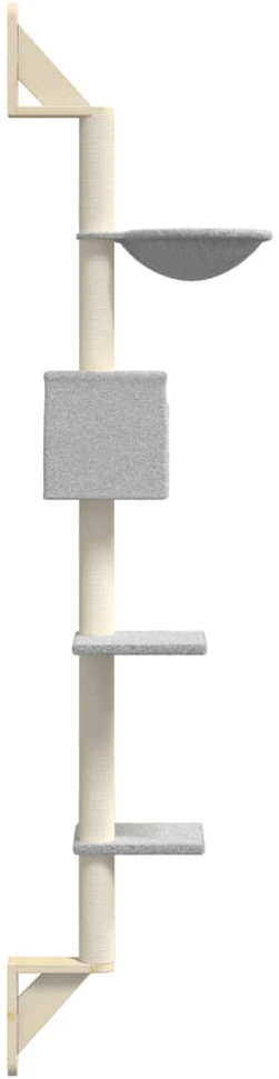 Draskyklė katėms su draskymo stovu, šviesiai pilka, 187cm