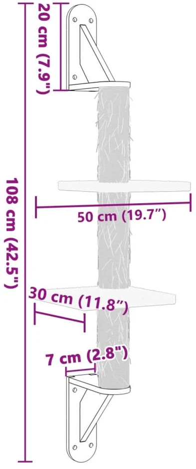 Draskyklė katėms su draskymo stovu, šviesiai pilka, 108cm