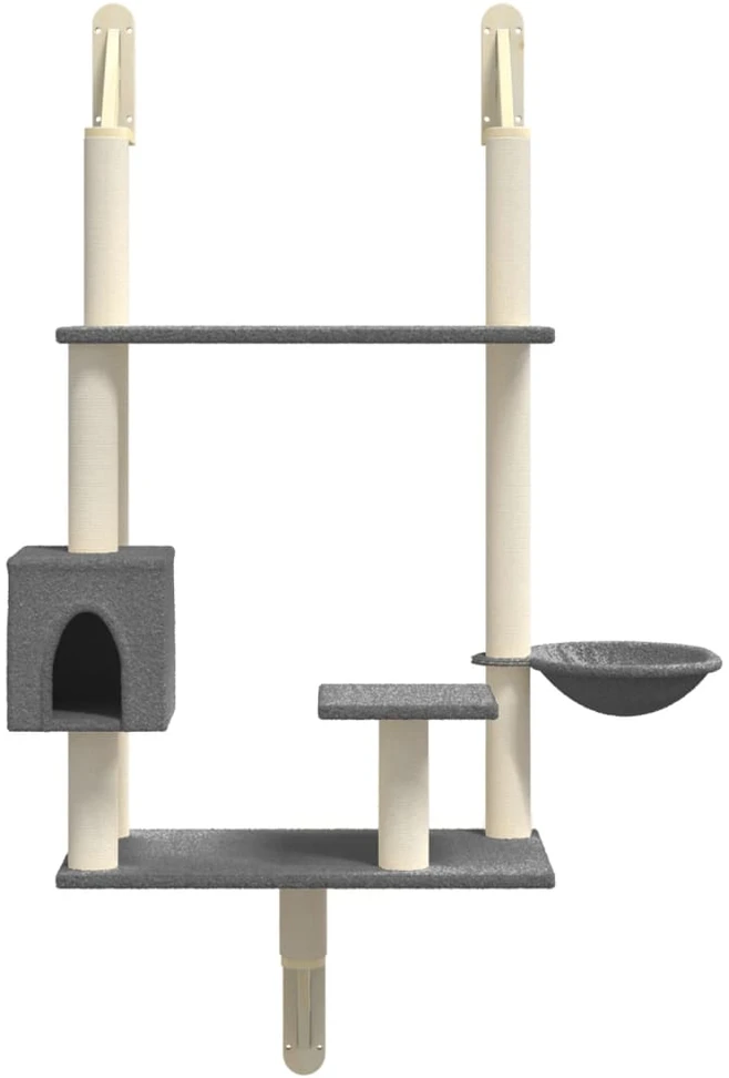 Draskyklė katėms su draskymo stovu, tamsiai pilka, 153cm