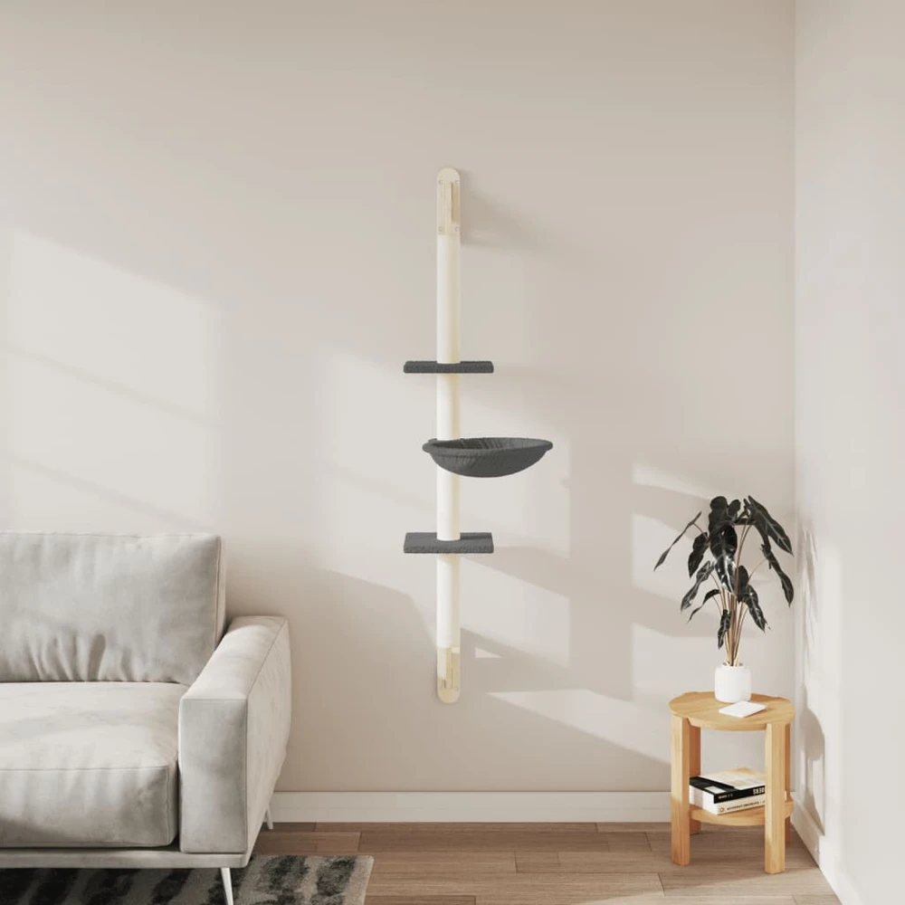 Draskyklė katėms su draskymo stovu, tamsiai pilka, 142,5cm