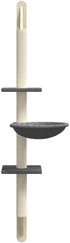 Draskyklė katėms su draskymo stovu, tamsiai pilka, 142,5cm
