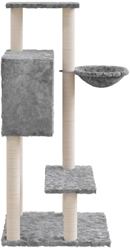 Draskyklė katėms su stovais iš sizalio, šviesiai pilka, 108,5cm