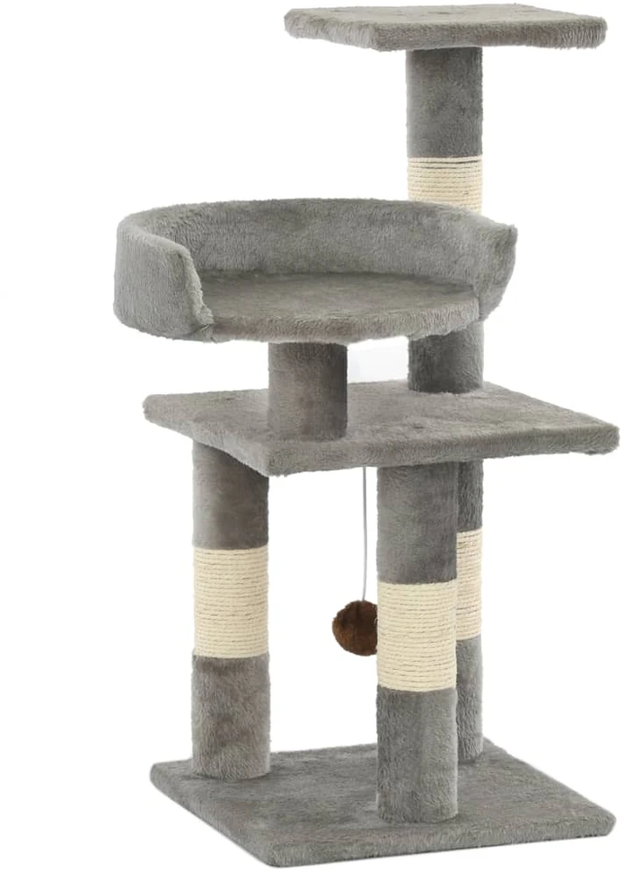 Draskyklė katėms su stovais iš sizalio, 65cm, pilkos spalvos