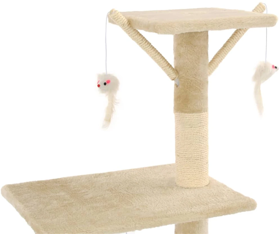 Draskyklė katėms su stovais iš sizalio, 138cm, smėlio sp.
