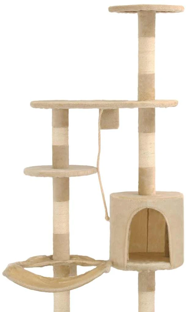 Draskyklė katėms su stovais iš sizalio, 194cm, smėlio sp.