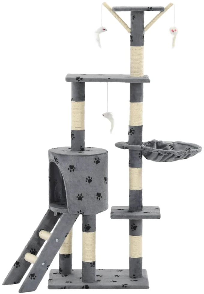 Draskyklė katėms su stovais iš sizalio, 138cm, pilkos sp. pėd.