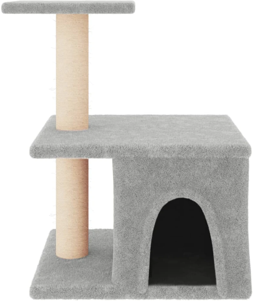 Draskyklė katėms su stovais iš sizalio, šviesiai pilka, 48cm