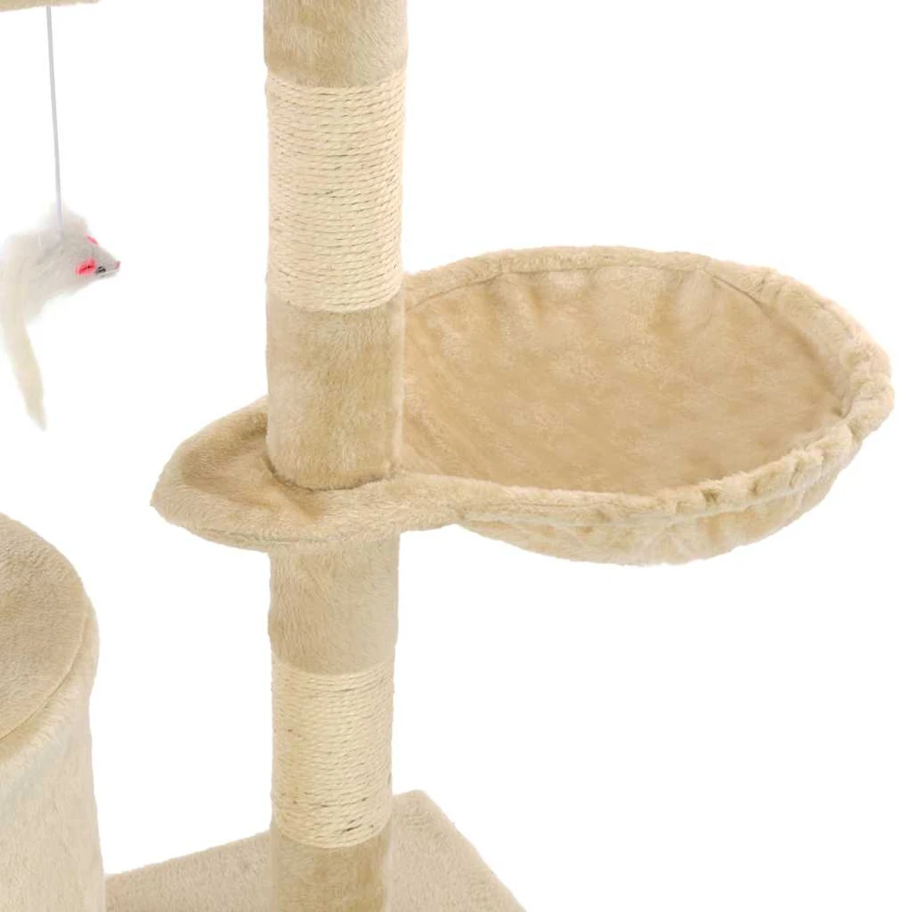 Draskyklė katėms su stovais iš sizalio, 138cm, smėlio sp.