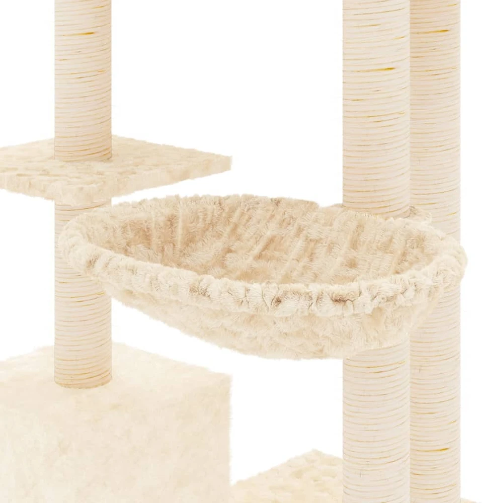 Draskyklė katėms su stovais iš sizalio, kreminės spalvos, 142cm