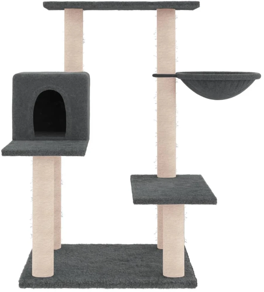 Draskyklė katėms su stovais iš sizalio, tamsiai pilka, 82,5cm