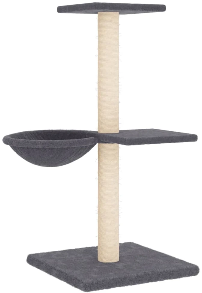 Draskyklė katėms su stovais iš sizalio, tamsiai pilka, 72cm