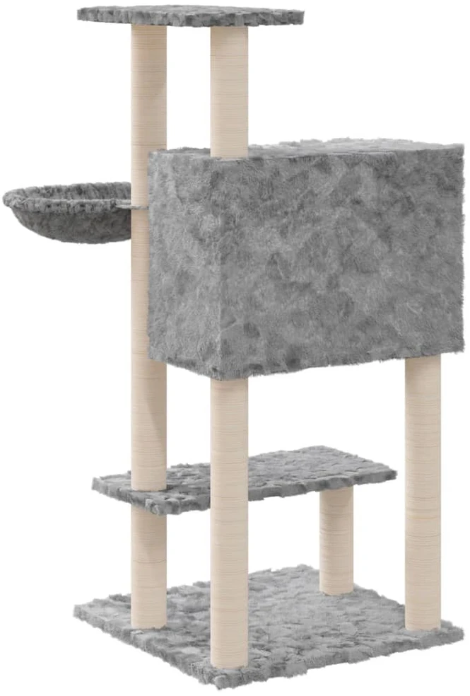 Draskyklė katėms su stovais iš sizalio, šviesiai pilka, 108,5cm