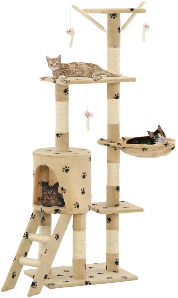 Draskyklė katėms su stovais iš sizalio, 138cm, smėlio sp. pėd.