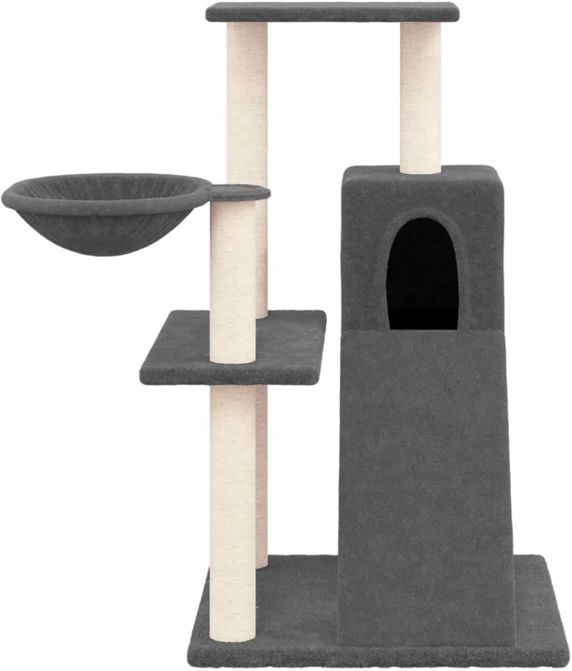 Draskyklė katėms su stovais iš sizalio, tamsiai pilka, 82cm