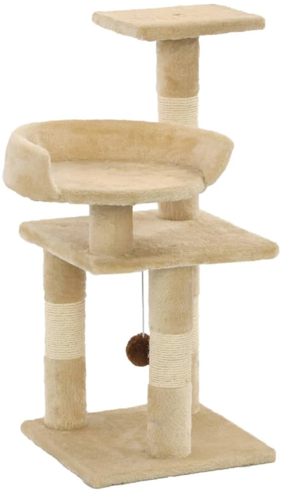 Draskyklė katėms su stovais iš sizalio, 65cm, smėlio sp.