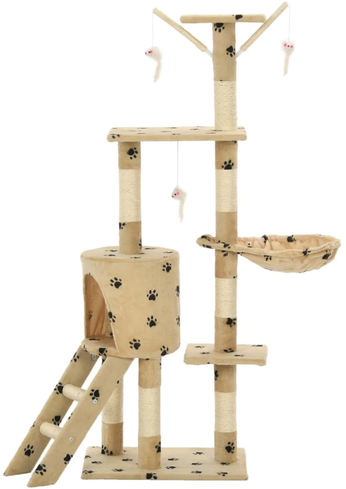 Draskyklė katėms su stovais iš sizalio, 138cm, smėlio sp. pėd.
