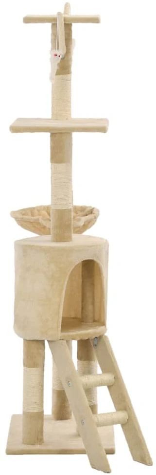 Draskyklė katėms su stovais iš sizalio, 138cm, smėlio sp.
