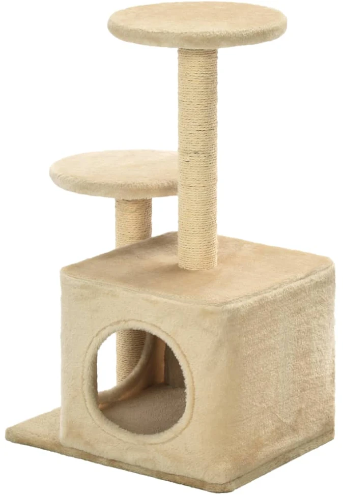 Draskyklė katėms su stovais iš sizalio, 60cm, smėlio spalvos
